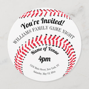 Baseball Sports Game Night Invitation
