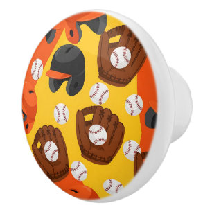 Baseball Sports Glove Helmet Athletic Pattern Ceramic Knob