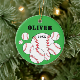 Baseball Sports Kids Keepsake Christmas Ceramic Ornament