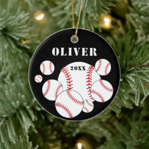 Baseball Sports Kids Keepsake Christmas Ceramic Ornament