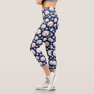 Baseball Sports Pattern Capri Leggings