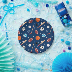 Baseball sports Pattern Paper Plate