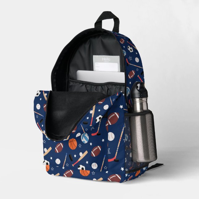 Baseball sports Pattern  Printed Backpack (Back Corner Right (Open))