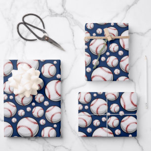 Baseball Sports Pattern Wrapping Paper Sheet