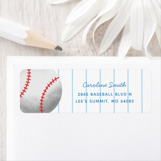 Baseball Sports Red and Blue Return Address Label (Insitu)