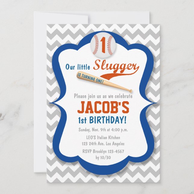 Baseball Sports Slugger Birthday Boy Invitation (Front)