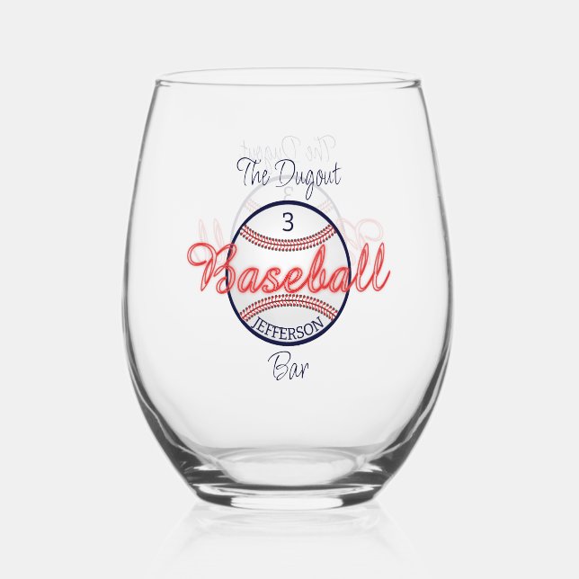 Baseball Sports Stemless Wine Glass Drinkware (Front)