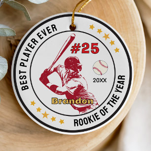 baseball sports team boy athlete custom ceramic ornament