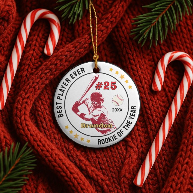 baseball sports team boy athlete custom ceramic ornament (Creator Uploaded)