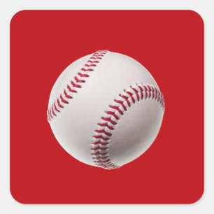 Baseball - Sports Template Baseballs on Red Square Sticker