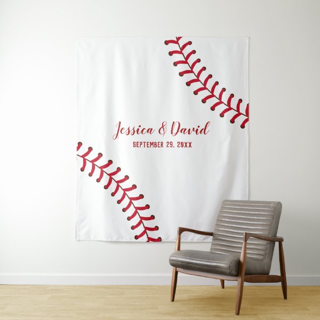 Baseball Sports Theme Wedding Backdrops Tapestry (In Situ)