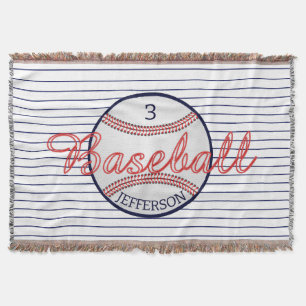Baseball Sports Throw Blanket with Name Number