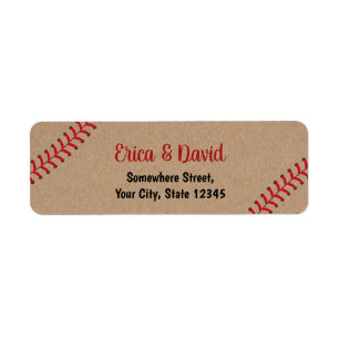 Baseball Sports Wedding Rustic Kraft Return Address Label