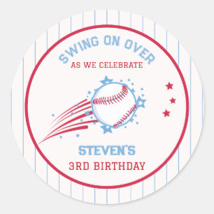 Baseball Sporty Birthday for Kids Classic Round Sticker