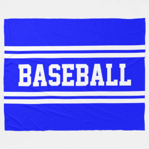 BASEBALL Sporty Bright Blue White Racing Stripes Fleece Blanket