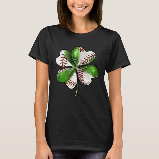 Baseball St Patrick s Day Four Leaf C Irish Men Bo T-Shirt (Front)