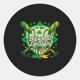 Baseball st patricks day boys girls men women classic round sticker