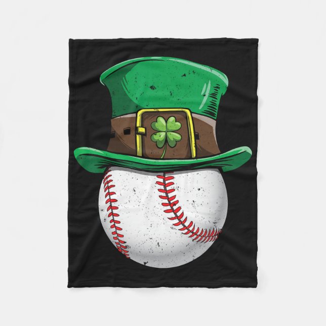 Baseball St Patricks Day Boys Men Ball Leprechaun  Fleece Blanket (Front)
