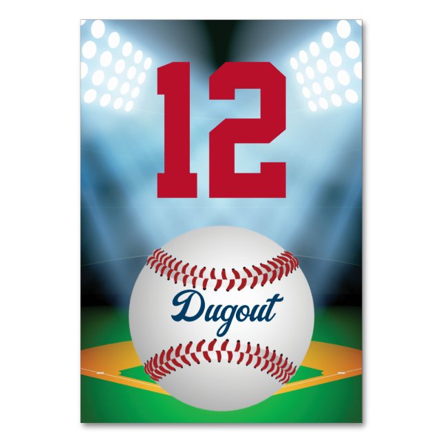 Baseball Stadium Bar Mitzvah Table Number (Front)