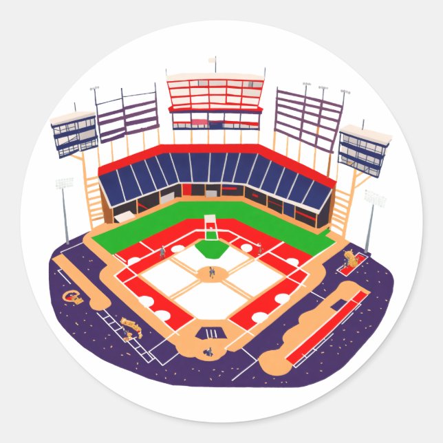 Baseball Stadium with a Full Crowd Classic Round Sticker (Front)