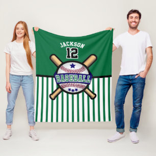 Baseball ⚾ Star - Dark Blue and Green Fleece Blanket