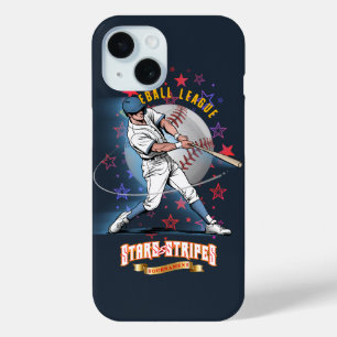 Baseball Stars & Stripes (Dark mode) iPhone 15 Case