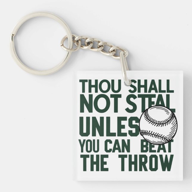 Baseball Stealing Humour Shirt Key Ring (Front)