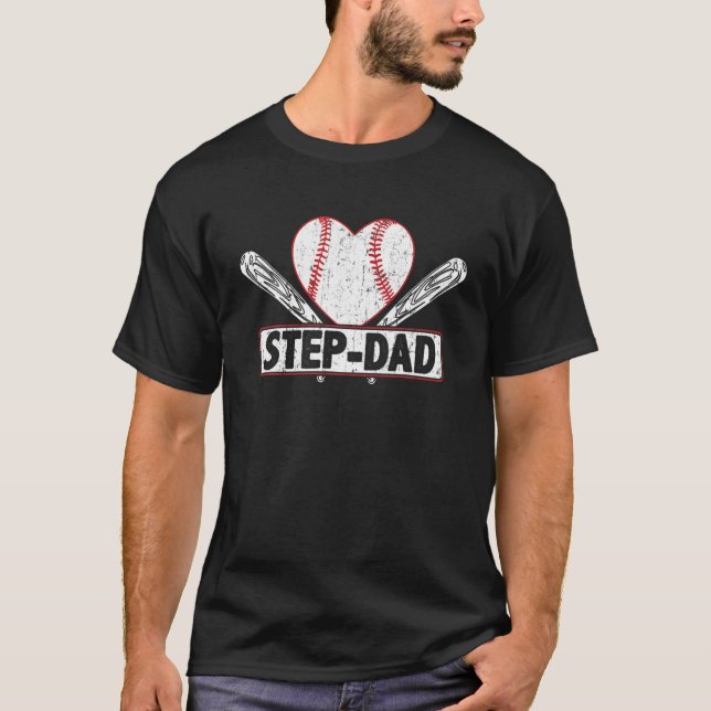 Baseball Step-Dad Matching Family Softball Basebal T-Shirt (Front)