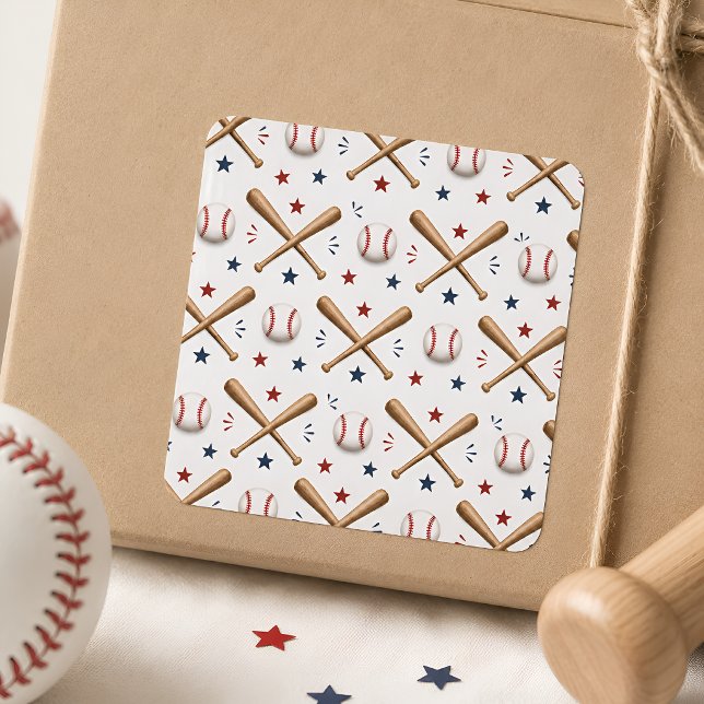 Baseball Sticker Red Blue Stars Bat Ball Pattern (Creator Uploaded)