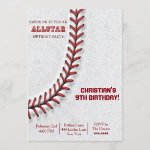 Baseball Stitch Birthday Invitations