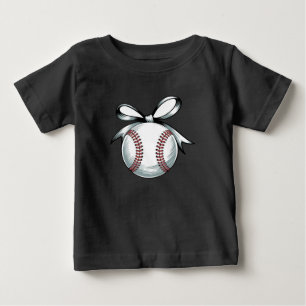 Baseball Stitch Bow Design Baby T-Shirt