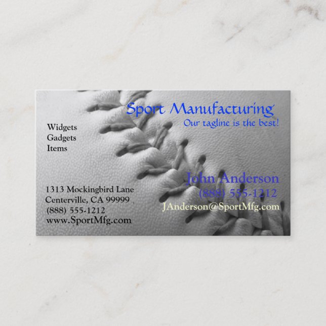 Baseball Stitches Black and White Business Card (Front)