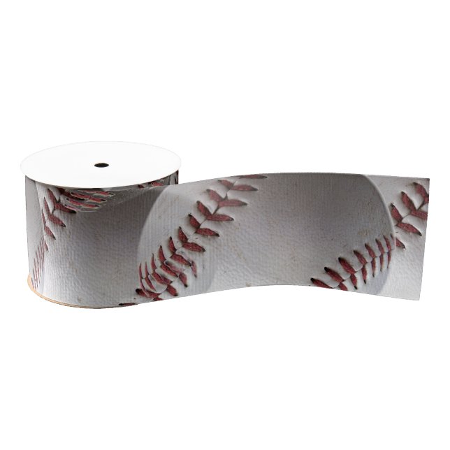Baseball Stitches Red Grosgrain Ribbon (Spool)