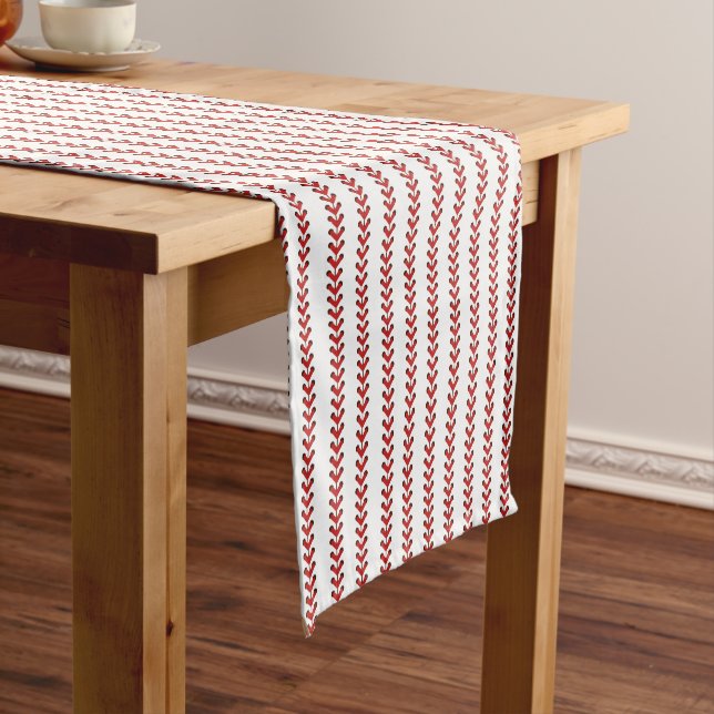 Baseball Stitches Vertical Stripes Pattern Art Short Table Runner (In Situ)