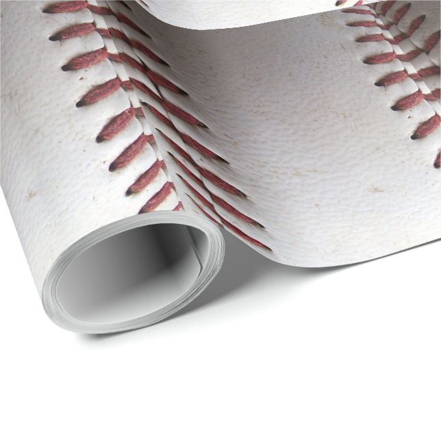 Baseball Stitches (vertical) Wrapping Paper (Roll Corner)