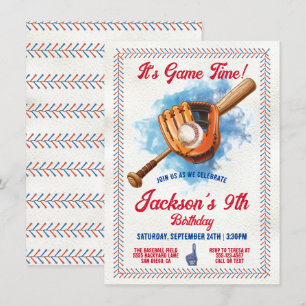 Baseball stitching Birthday Party Invitation