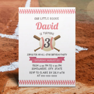 Baseball Stitching Sports Theme Birthday Party Invitation