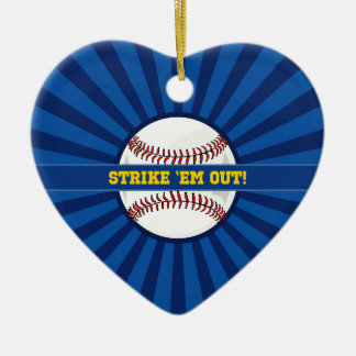 Baseball Strike "Em Out Ceramic Ornament