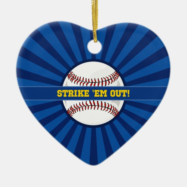 Baseball Strike "Em Out Ceramic Ornament (Front)