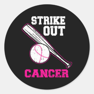 Baseball Strike Out Cool Breast Cancer Awareness G Classic Round Sticker