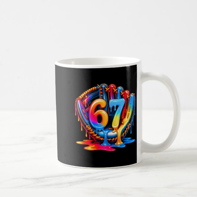 Baseball Stuff Six Seven 67 Ice Cream Drip 6 7 Bas Coffee Mug (Right)