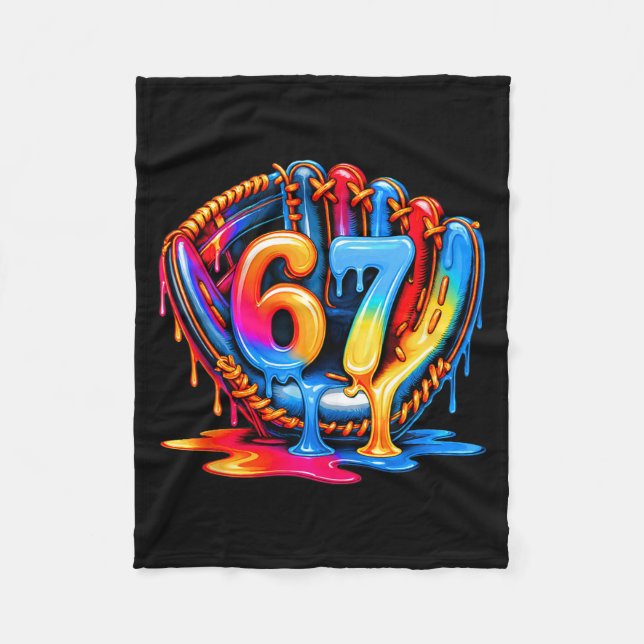 Baseball Stuff Six Seven 67 Ice Cream Drip 6 7 Bas Fleece Blanket (Front)