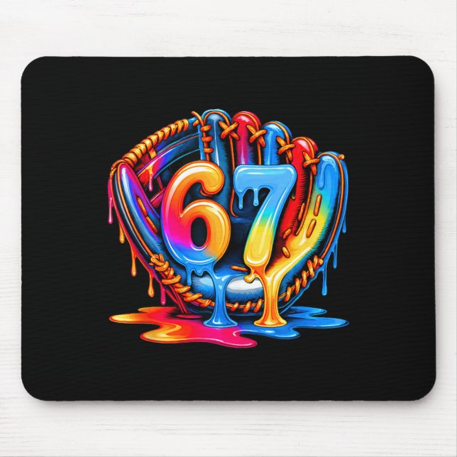 Baseball Stuff Six Seven 67 Ice Cream Drip 6 7 Bas Mouse Pad (Front)