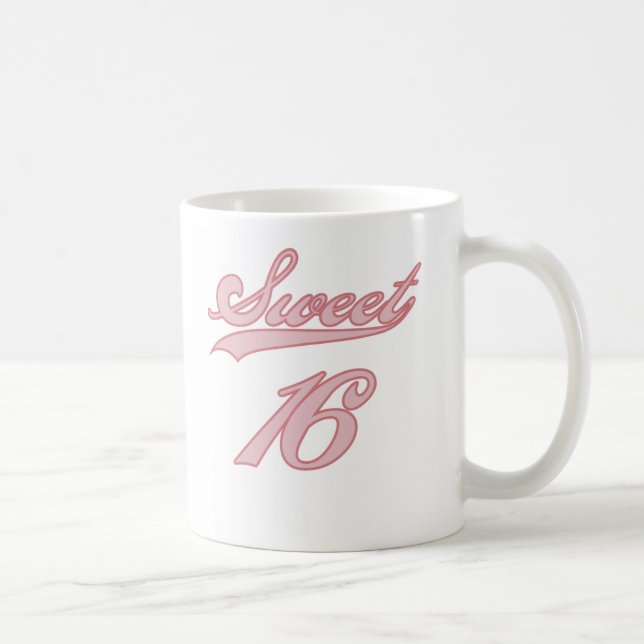 Baseball Style Pink Sweet 16 Coffee Mug (Right)