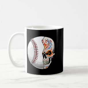 Baseball Sugar Skull Dia De Los Muertos Mexican Coffee Mug