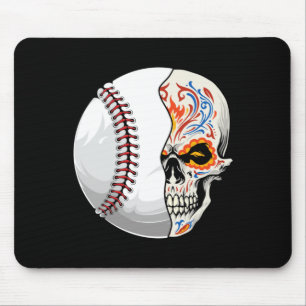 Baseball Sugar Skull Dia De Los Muertos Mexican Mouse Pad