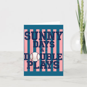 Baseball sunny days double plays girly game day card