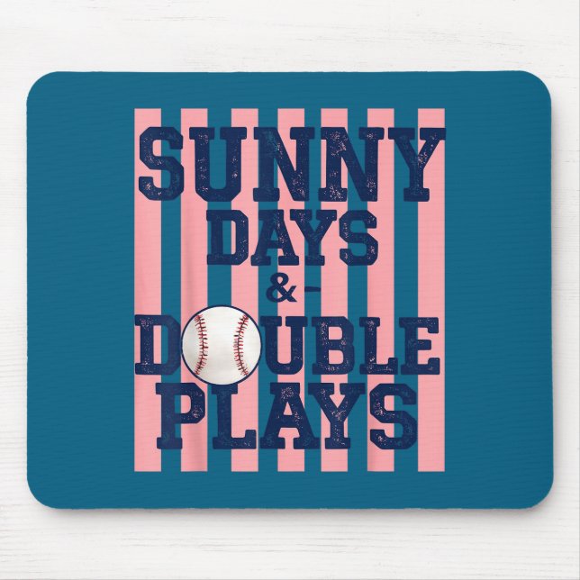 Baseball sunny days double plays girly game day mouse pad (Front)