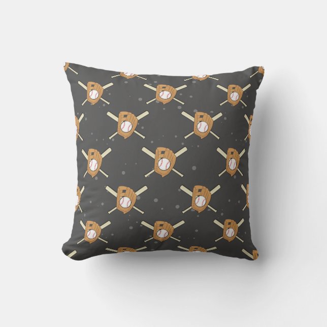 Baseball Symbols - Seamless Pattern on Dark  Cushion (Front)