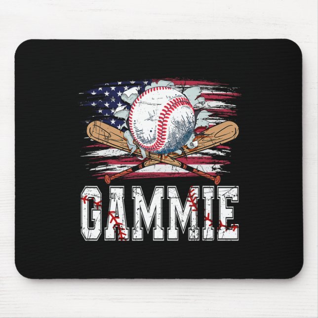 Baseball T-ball Gammie American Flag Proud Ball Ga Mouse Pad (Front)